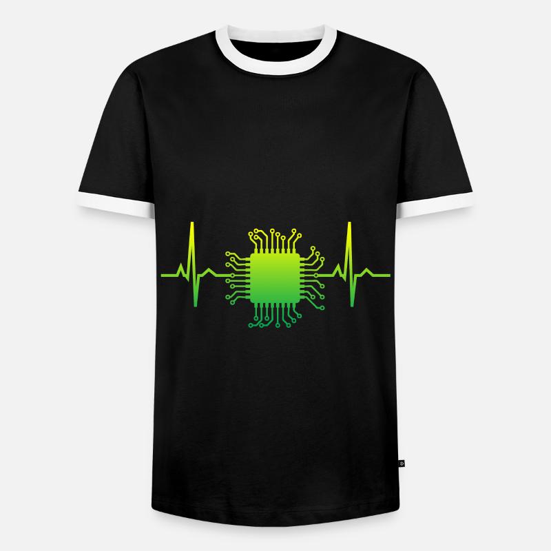 Computer Science Heartbeat - Men's Ringer Shirt - black/white