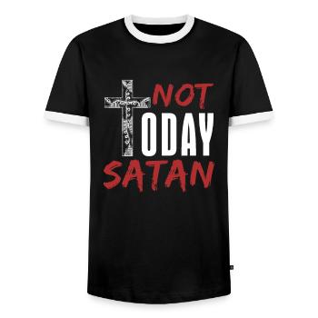 devil - Men's Ringer Shirt - black/white - Front - AI Model Female 172 light (172cm) & AI Model Male 178 light (178cm)