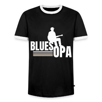 Blues guitar guitarist grandfather grandpa gift - Men's Ringer Shirt - black/white - Front - AI Model Female 172 light (172cm) & AI Model Male 178 light (178cm)