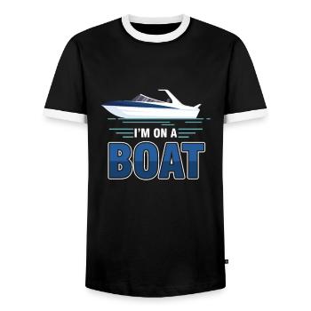 Segelschiff Bootfahren Ozeane Segler Seeliebhaber Ich bin - Männer Kontrast-T-Shirt - Schwarz/Weiß - Vorne - AI Model Female 172 light (172cm) & AI Model Male 178 light (178cm)
