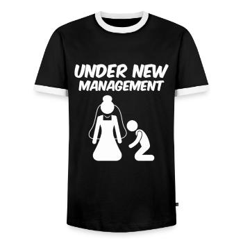 La femme du marié - T-shirt contrasté Homme - noir/blanc - Devant - AI Model Female 172 light (172cm) & AI Model Male 178 light (178cm)