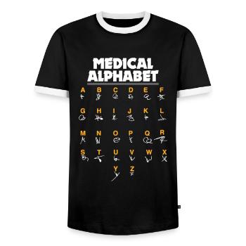 Alphabet médical Infirmière & chimiste - T-shirt contrasté Homme - noir/blanc - Devant - AI Model Female 172 light (172cm) & AI Model Male 178 light (178cm)