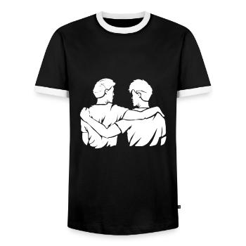 Beste Freunde - Männer Kontrast-T-Shirt - Schwarz/Weiß - Vorne - AI Model Female 172 light (172cm) & AI Model Male 178 light (178cm)