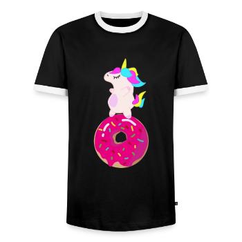 Unicorn Donut - T-shirt contrasté Homme - noir/blanc - Devant - AI Model Female 172 light (172cm) & AI Model Male 178 light (178cm)