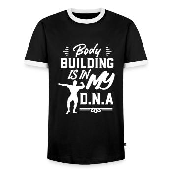 Bodybuilding - Men's Ringer Shirt - black/white - Front - AI Model Female 172 light (172cm) & AI Model Male 178 light (178cm)