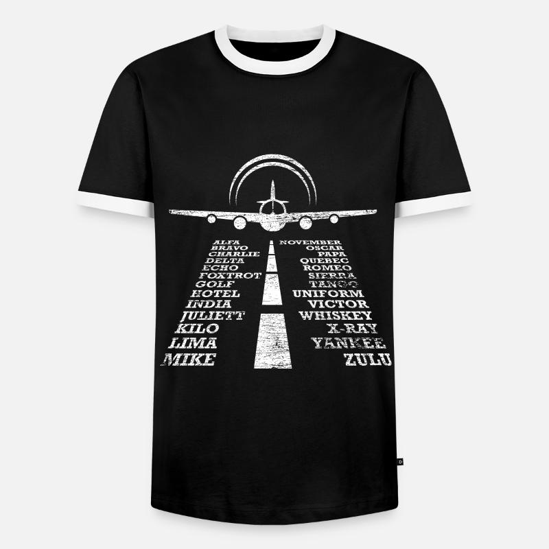 Pilot globe - Men's Ringer Shirt - black/white