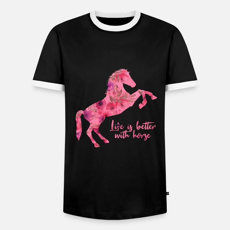 Pferd - Männer Kontrast-T-Shirt - Schwarz/Weiß