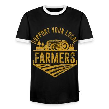 Farmer farm - Men's Ringer Shirt - black/white - Front - AI Model Female 172 light (172cm) & AI Model Male 178 light (178cm)