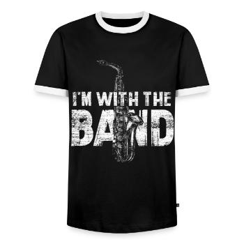 Groupe de saxophone - T-shirt contrasté Homme - noir/blanc - Devant - AI Model Female 172 light (172cm) & AI Model Male 178 light (178cm)