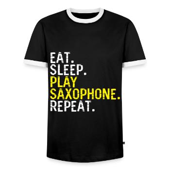 Passe-temps saxophone - T-shirt contrasté Homme - noir/blanc - Devant - AI Model Female 172 light (172cm) & AI Model Male 178 light (178cm)