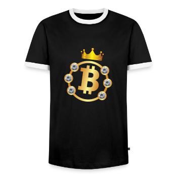 Bitcoin Rich Bitcoin Millionaire BTC Millionaire - Men's Ringer Shirt - black/white - Front - AI Model Female 172 light (172cm) & AI Model Male 178 light (178cm)