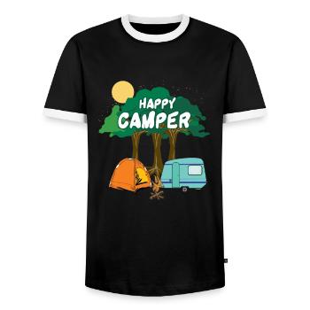 Zelt Road Trip Camper Travel Campfire Reisen - Männer Kontrast-T-Shirt - Schwarz/Weiß - Vorne - AI Model Female 172 light (172cm) & AI Model Male 178 light (178cm)