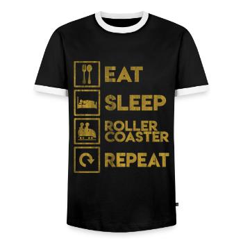 Rollercoaster free time - Men's Ringer Shirt - black/white - Front - AI Model Female 172 light (172cm) & AI Model Male 178 light (178cm)