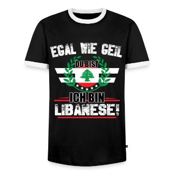 Egal wie geil du bist ich bin Libanese - Männer Kontrast-T-Shirt - Schwarz/Weiß - Vorne - AI Model Female 172 light (172cm) & AI Model Male 178 light (178cm)