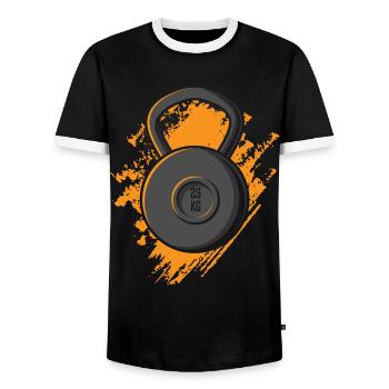 Kettlebell gift, fitness sport gym dumbbell - Men's Ringer Shirt - black/white - Front - AI Model Female 172 light (172cm) & AI Model Male 178 light (178cm)