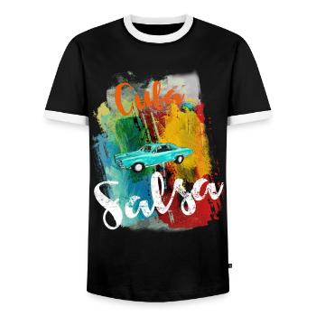 Cuba Salsa Havana vintage T-shirt - Men's Ringer Shirt - black/white - Front - AI Model Female 172 light (172cm) & AI Model Male 178 light (178cm)