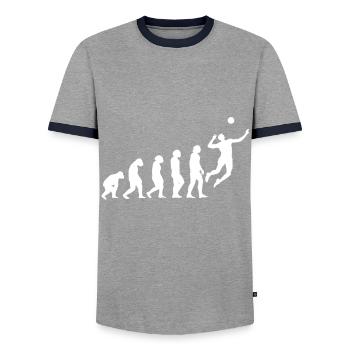 Volleyball Evolution - Männer Kontrast-T-Shirt - Grau/Navy  - Vorne - AI Model Female 172 light (172cm) & AI Model Male 178 light (178cm)
