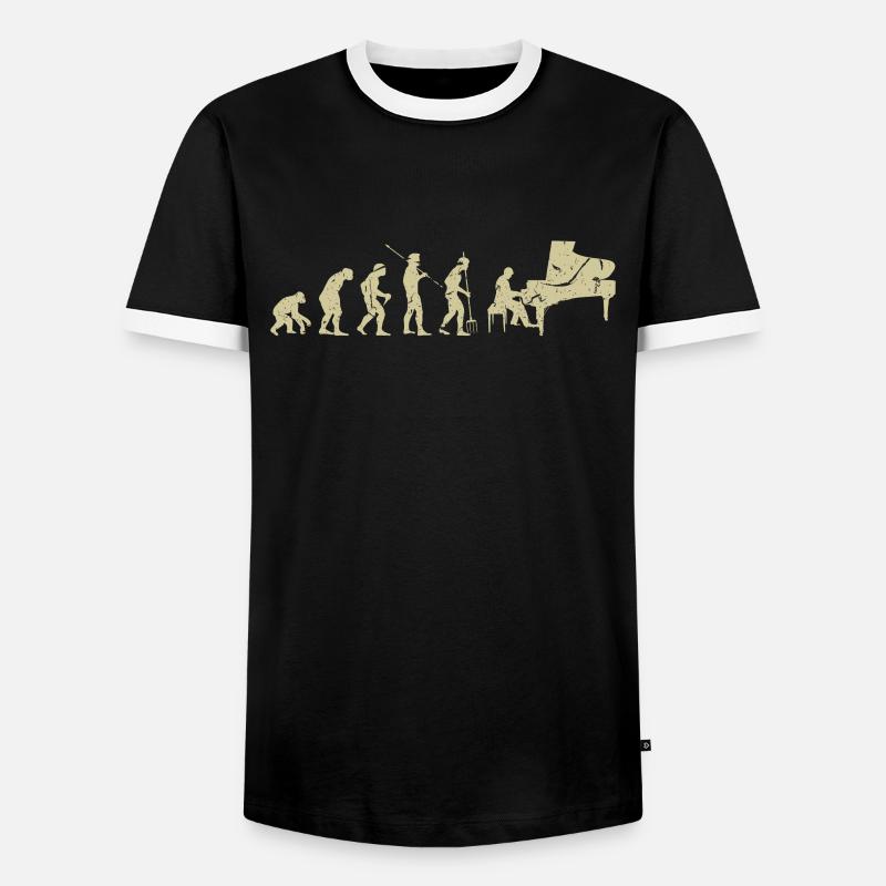Klavier Evolution - Männer Kontrast-T-Shirt - Schwarz/Weiß