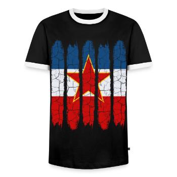 Jugoslawien - Männer Kontrast-T-Shirt - Schwarz/Weiß - Vorne - AI Model Female 172 light (172cm) & AI Model Male 178 light (178cm)
