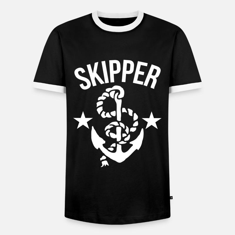skipper - Men's Ringer Shirt - black/white