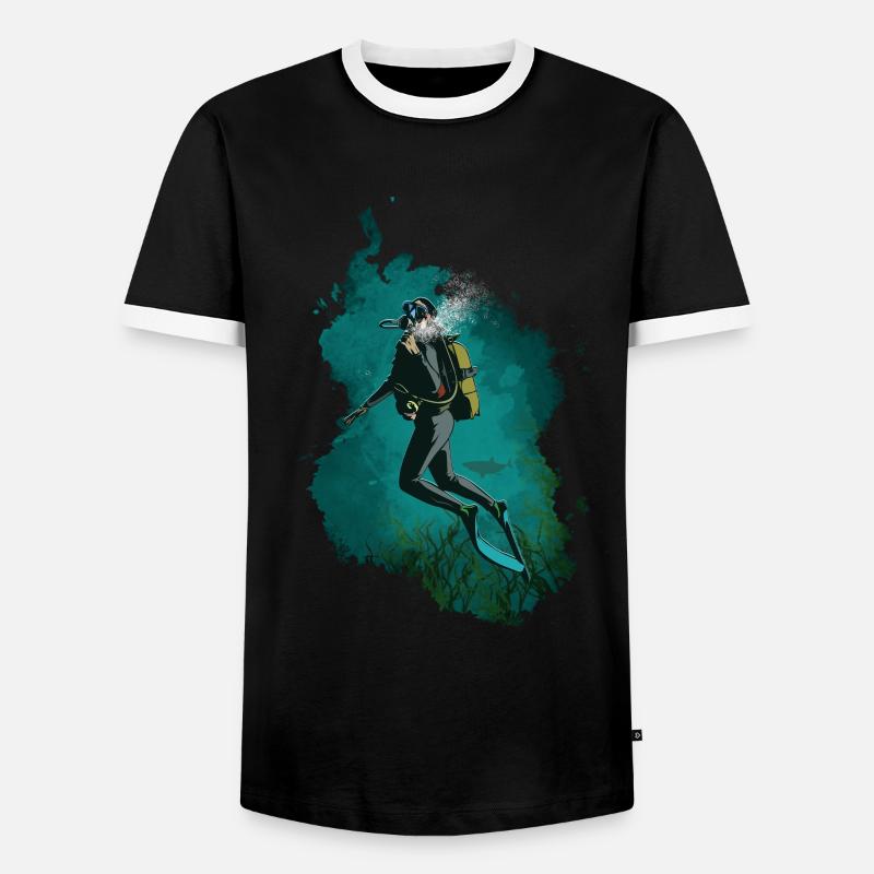 Tauchen - Männer Kontrast-T-Shirt - Schwarz/Weiß