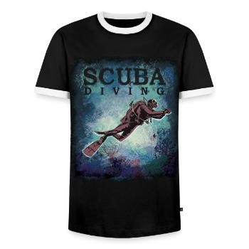 Scuba Diving - Men's Ringer Shirt - black/white - Front - AI Model Female 172 light (172cm) & AI Model Male 178 light (178cm)
