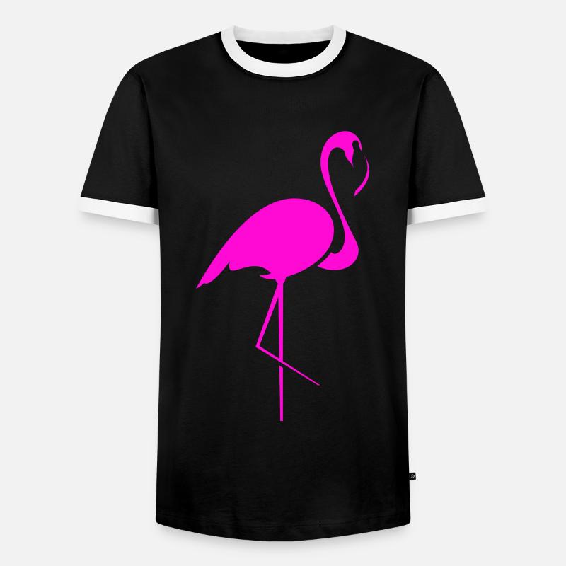 Flamingo - Männer Kontrast-T-Shirt - Schwarz/Weiß