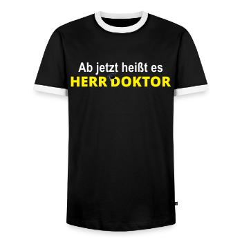 Docteur Doctorat Doctorate Gift - T-shirt contrasté Homme - noir/blanc - Devant - AI Model Female 172 light (172cm) & AI Model Male 178 light (178cm)