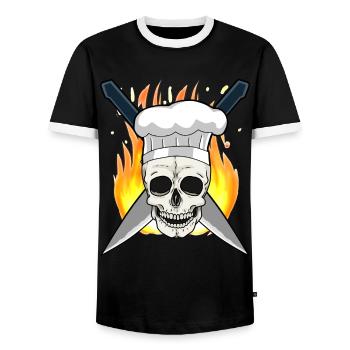 Chef Cuisine Chef Chef Professions - T-shirt contrasté Homme - noir/blanc - Devant - AI Model Female 172 light (172cm) & AI Model Male 178 light (178cm)