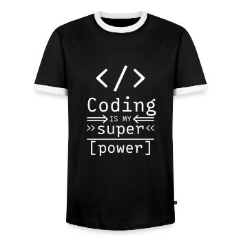 Software Coding Hacker Programming Programmer - Men's Ringer Shirt - black/white - Front - AI Model Female 172 light (172cm) & AI Model Male 178 light (178cm)