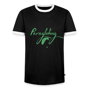 Paragliding Paragliding Paragliding Paragliding - Men's Ringer Shirt - black/white - Front - AI Model Female 172 light (172cm) & AI Model Male 178 light (178cm)