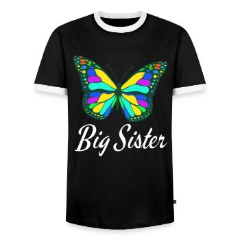 Big Sister Colorful TShirt Design - Men's Ringer Shirt - black/white - Front - AI Model Female 172 light (172cm) & AI Model Male 178 light (178cm)