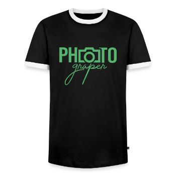 Photographie photographie photographie photographie - T-shirt contrasté Homme - noir/blanc - Devant - AI Model Female 172 light (172cm) & AI Model Male 178 light (178cm)