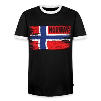 Drapeau norvégien - T-shirt contrasté Homme - noir/blanc - Devant - AI Model Female 172 light (172cm) & AI Model Male 178 light (178cm)