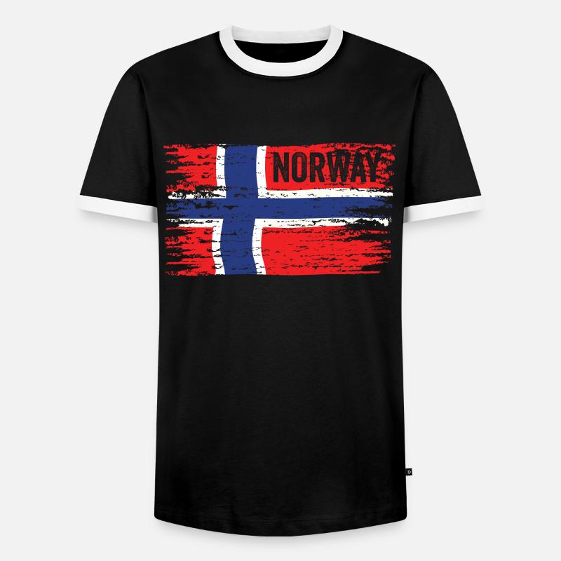 Norway flag - Men's Ringer Shirt - black/white