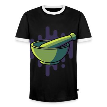 Mortar with pestle, gift laboratory chemistry laboratory - Men's Ringer Shirt - black/white - Front - AI Model Female 172 light (172cm) & AI Model Male 178 light (178cm)