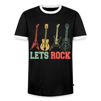 Gitarren Rock Rock n Roll Band Konzert Retro - Männer Kontrast-T-Shirt - Schwarz/Weiß - Vorne - AI Model Female 172 light (172cm) & AI Model Male 178 light (178cm)