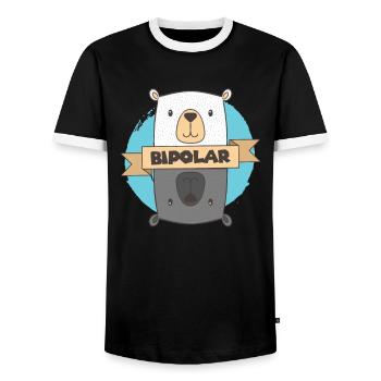 BiPolar Bear I Cute Mental Disorder design - Men's Ringer Shirt - black/white - Front - AI Model Female 172 light (172cm) & AI Model Male 178 light (178cm)