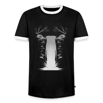 Chute d’eau - T-shirt contrasté Homme - noir/blanc - Devant - AI Model Female 172 light (172cm) & AI Model Male 178 light (178cm)