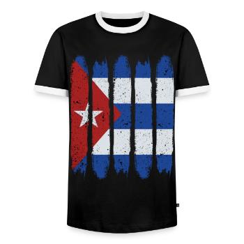 Cool Kuba Nationalflagge Modern Havanna Geschenk - Männer Kontrast-T-Shirt - Schwarz/Weiß - Vorne - AI Model Female 172 light (172cm) & AI Model Male 178 light (178cm)