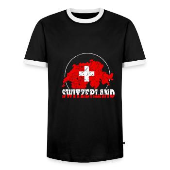 Swiss flag Switzerland national flag retro - Men's Ringer Shirt - black/white - Front - AI Model Female 172 light (172cm) & AI Model Male 178 light (178cm)
