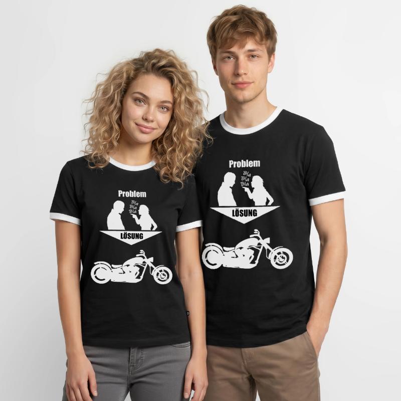 Problem Solution Chopper Motorcycle Men's Ringer Shirt