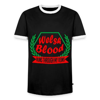 Wales gift idea - Men's Ringer Shirt - black/white - Front - AI Model Female 172 light (172cm) & AI Model Male 178 light (178cm)