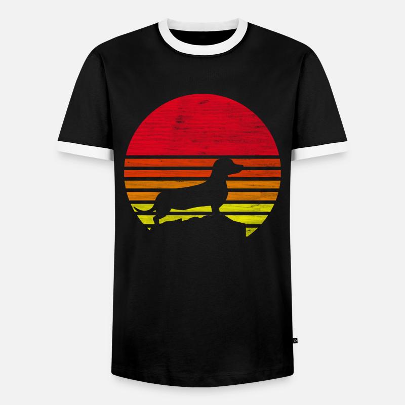 Retro Dackel Silhouette Geschenk - Männer Kontrast-T-Shirt - Schwarz/Weiß
