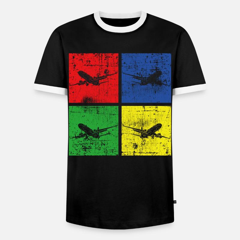 Flugzeug retro - Männer Kontrast-T-Shirt - Schwarz/Weiß