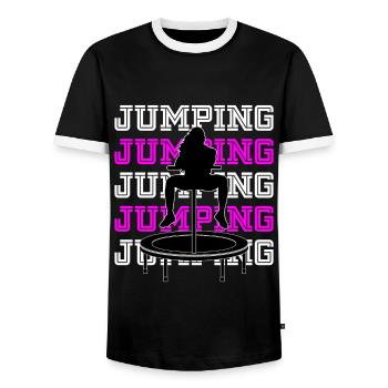 Jumping trampoline Fitness Sport à la mode - T-shirt contrasté Homme - noir/blanc - Devant - AI Model Female 172 light (172cm) & AI Model Male 178 light (178cm)
