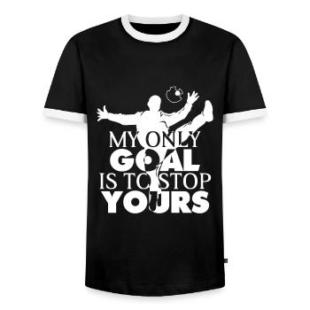Don de l'équipe de salle de sport gardien de but de handball - T-shirt contrasté Homme - noir/blanc - Devant - AI Model Female 172 light (172cm) & AI Model Male 178 light (178cm)