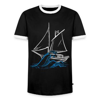 Segelboot Wind Schiff Segler Schifffahrt Geschenk - Männer Kontrast-T-Shirt - Schwarz/Weiß - Vorne - AI Model Female 172 light (172cm) & AI Model Male 178 light (178cm)
