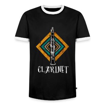Klarinette Orchester Blaskapelle - Männer Kontrast-T-Shirt - Schwarz/Weiß - Vorne - AI Model Female 172 light (172cm) & AI Model Male 178 light (178cm)