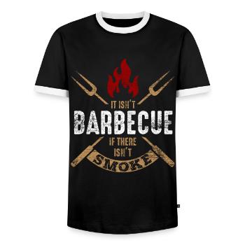 Barbecue - Men's Ringer Shirt - black/white - Front - AI Model Female 172 light (172cm) & AI Model Male 178 light (178cm)